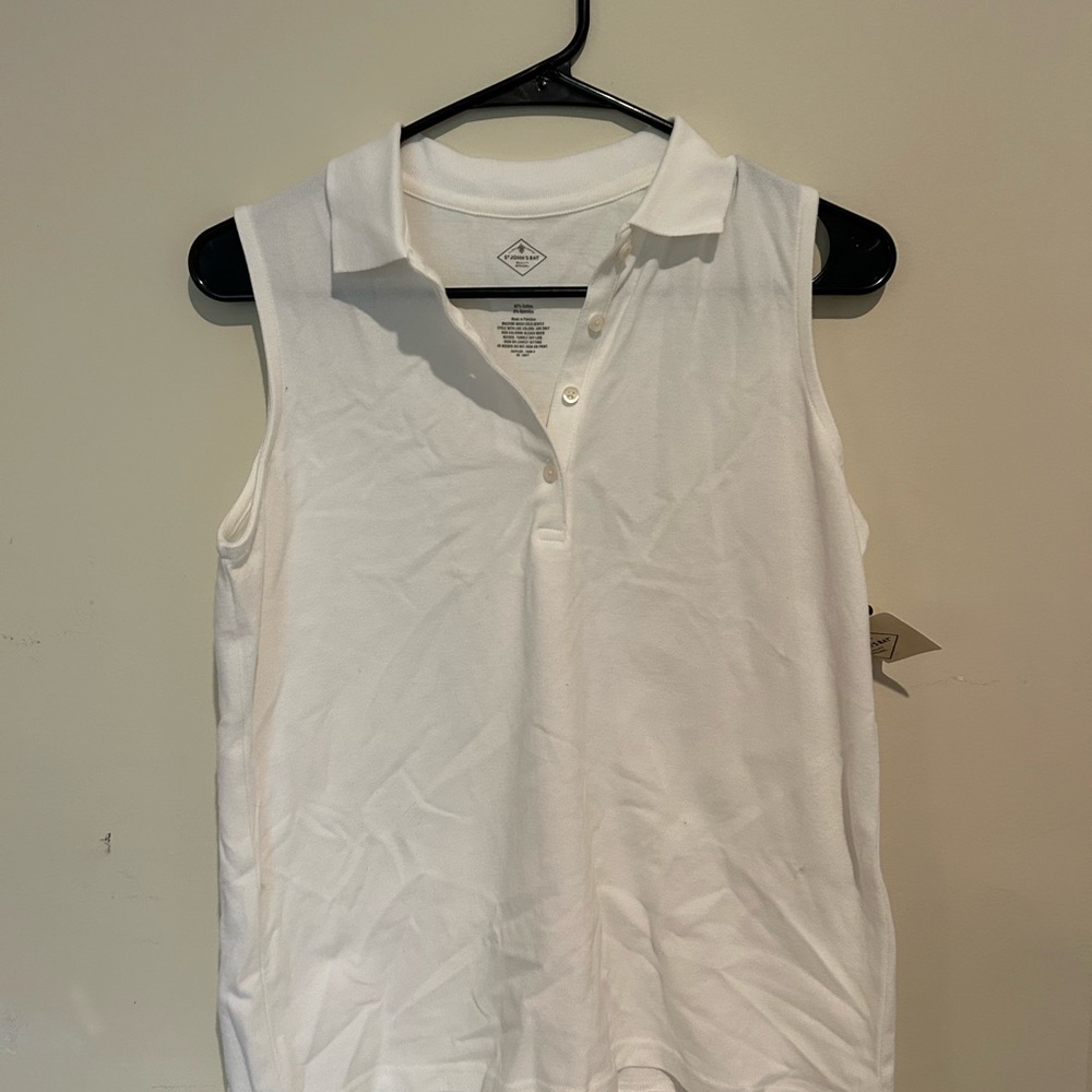 St. John's Bay White Sleeveless Polo Shirt